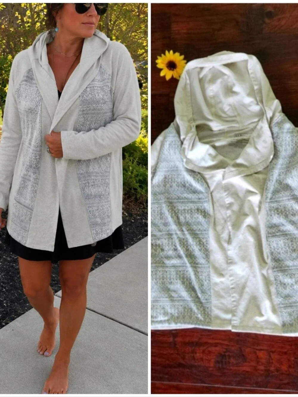 L.L. Bean Gray Hoodie Open Cardigan ☔️🩵 - Picture 2 of 10